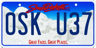 SD license plate 0SKU37