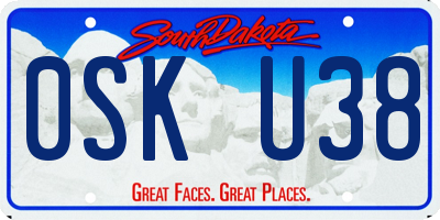 SD license plate 0SKU38