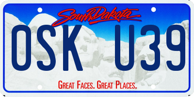 SD license plate 0SKU39