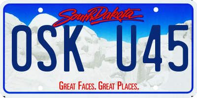 SD license plate 0SKU45