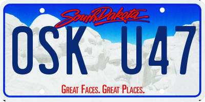 SD license plate 0SKU47