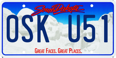 SD license plate 0SKU51