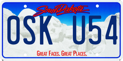 SD license plate 0SKU54