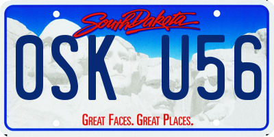 SD license plate 0SKU56