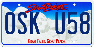SD license plate 0SKU58