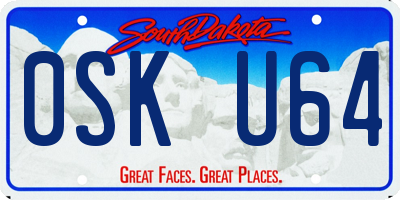 SD license plate 0SKU64