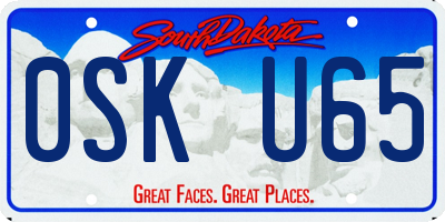 SD license plate 0SKU65