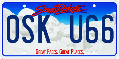 SD license plate 0SKU66