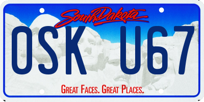 SD license plate 0SKU67