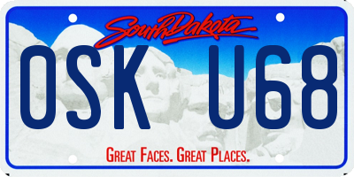 SD license plate 0SKU68