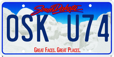 SD license plate 0SKU74
