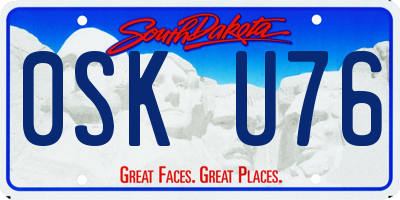 SD license plate 0SKU76