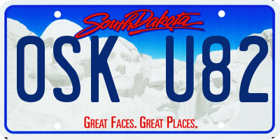 SD license plate 0SKU82