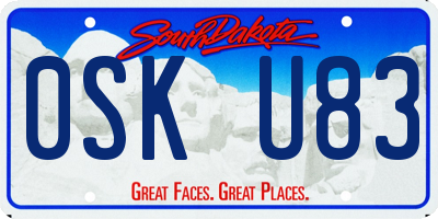 SD license plate 0SKU83