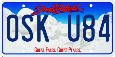 SD license plate 0SKU84