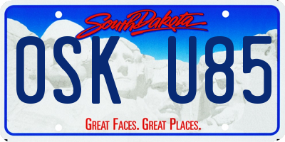 SD license plate 0SKU85