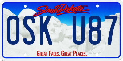 SD license plate 0SKU87