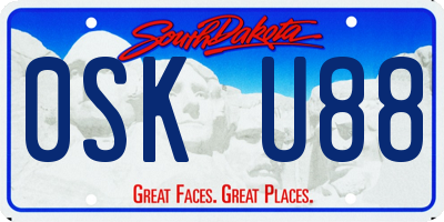 SD license plate 0SKU88