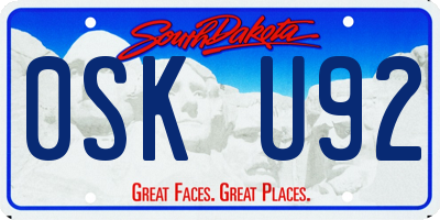 SD license plate 0SKU92