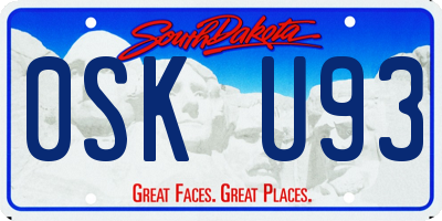 SD license plate 0SKU93