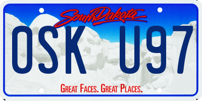 SD license plate 0SKU97