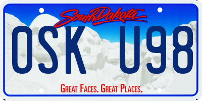 SD license plate 0SKU98