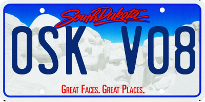 SD license plate 0SKV08