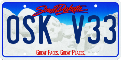 SD license plate 0SKV33