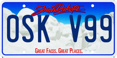 SD license plate 0SKV99