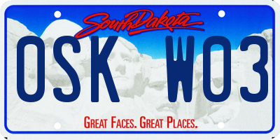 SD license plate 0SKW03