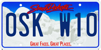 SD license plate 0SKW10