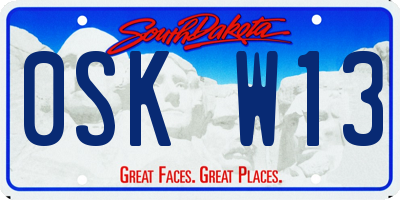 SD license plate 0SKW13