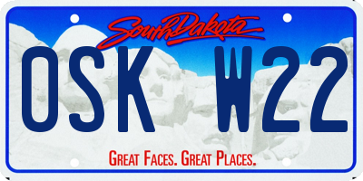 SD license plate 0SKW22