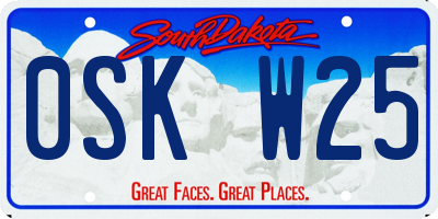 SD license plate 0SKW25