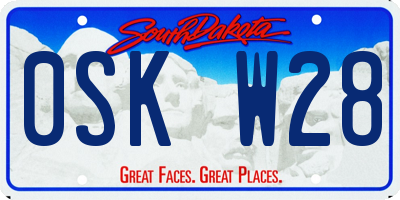 SD license plate 0SKW28