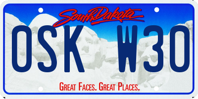 SD license plate 0SKW30