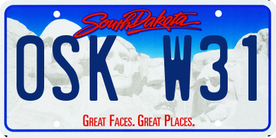 SD license plate 0SKW31