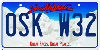 SD license plate 0SKW32