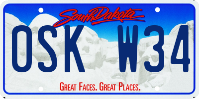 SD license plate 0SKW34