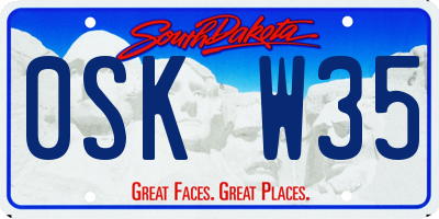 SD license plate 0SKW35