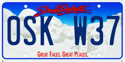 SD license plate 0SKW37
