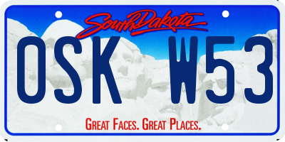 SD license plate 0SKW53