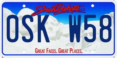 SD license plate 0SKW58