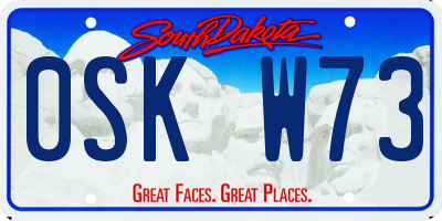 SD license plate 0SKW73