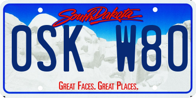 SD license plate 0SKW80