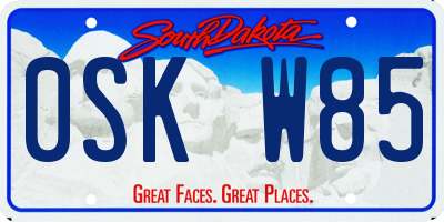 SD license plate 0SKW85