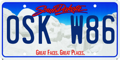 SD license plate 0SKW86