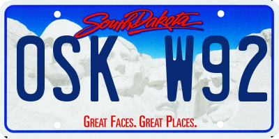 SD license plate 0SKW92