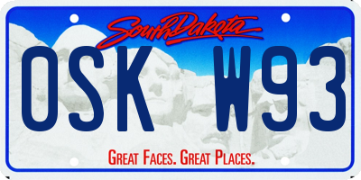 SD license plate 0SKW93