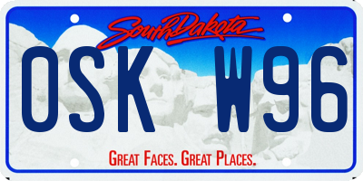 SD license plate 0SKW96